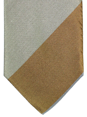Gene Meyer Silk Tie Gray Brown Pink Stripes Design