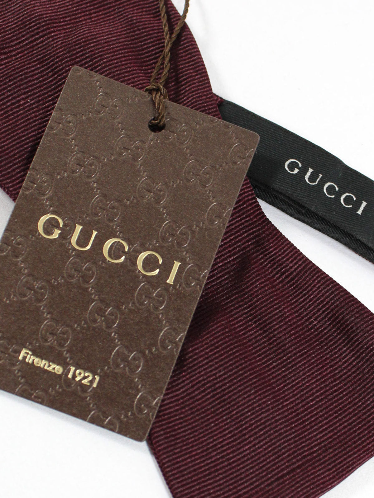 Gucci Bow Tie Maroon Grosgrain Design - Self Tie Bow Tie