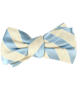 Gucci Bow Tie Sky Blue White Silver Stripes Design - Self Tie Bow Tie