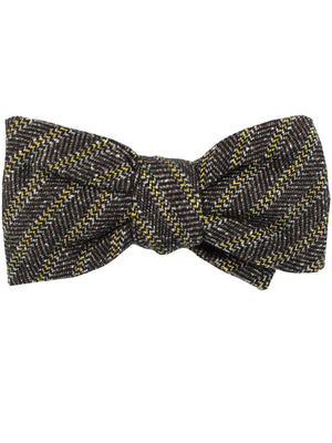 Gucci Bow Tie Gray Yellow Stripes Design - Self Tie Bow Tie
