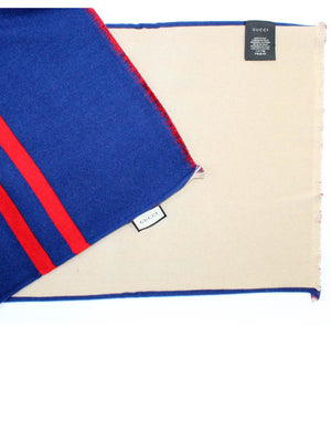 Gucci Scarf Royal Blue Red Wool Silk Scarf