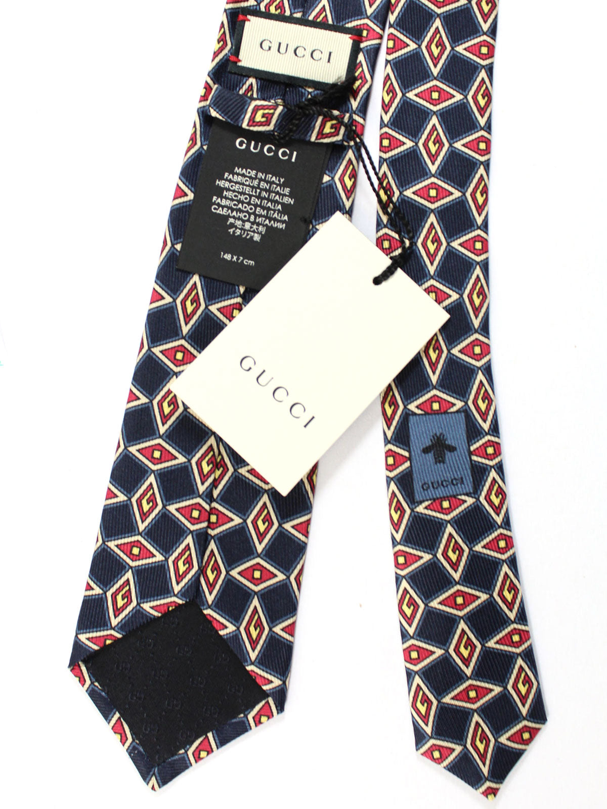 Gucci Pocket Square Silk Geometric G - Navy - RRP £110 - Brand New