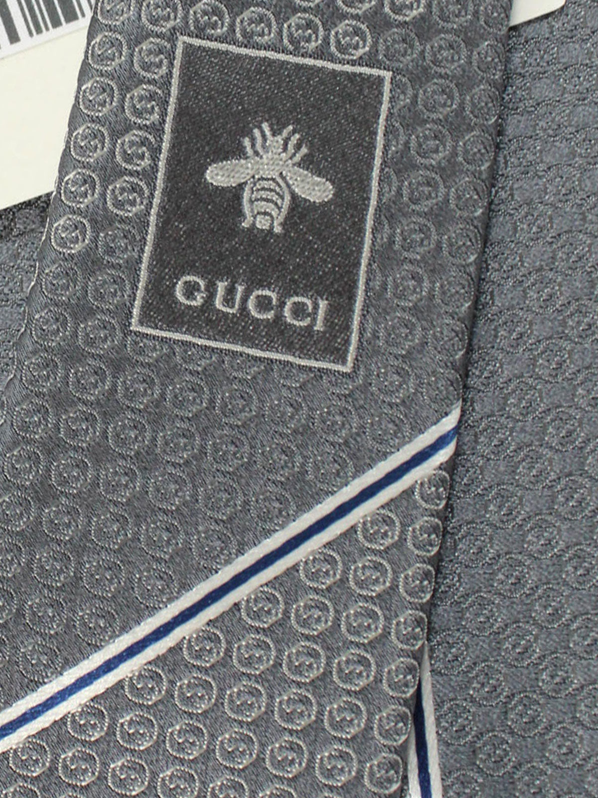 Gucci Silk Tie Charcoal Stripes Design