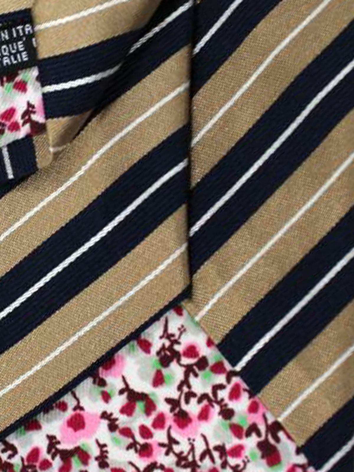 Kenzo Tie Taupe Brown Silver Stripes - Narrow Necktie