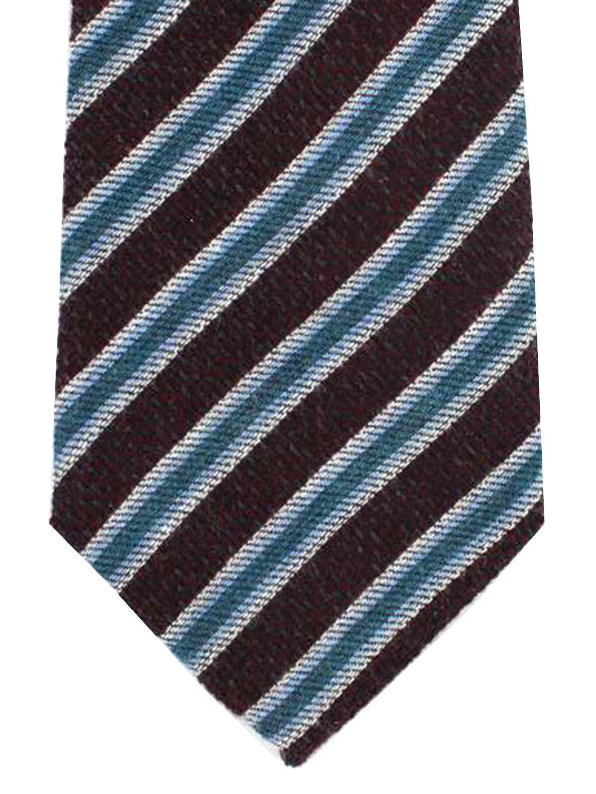 Kenzo Tie Maroon Teal Stripes - Narrow Necktie