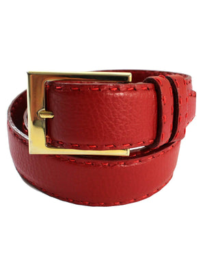 Kiton Leather Belt Cranberry Red 