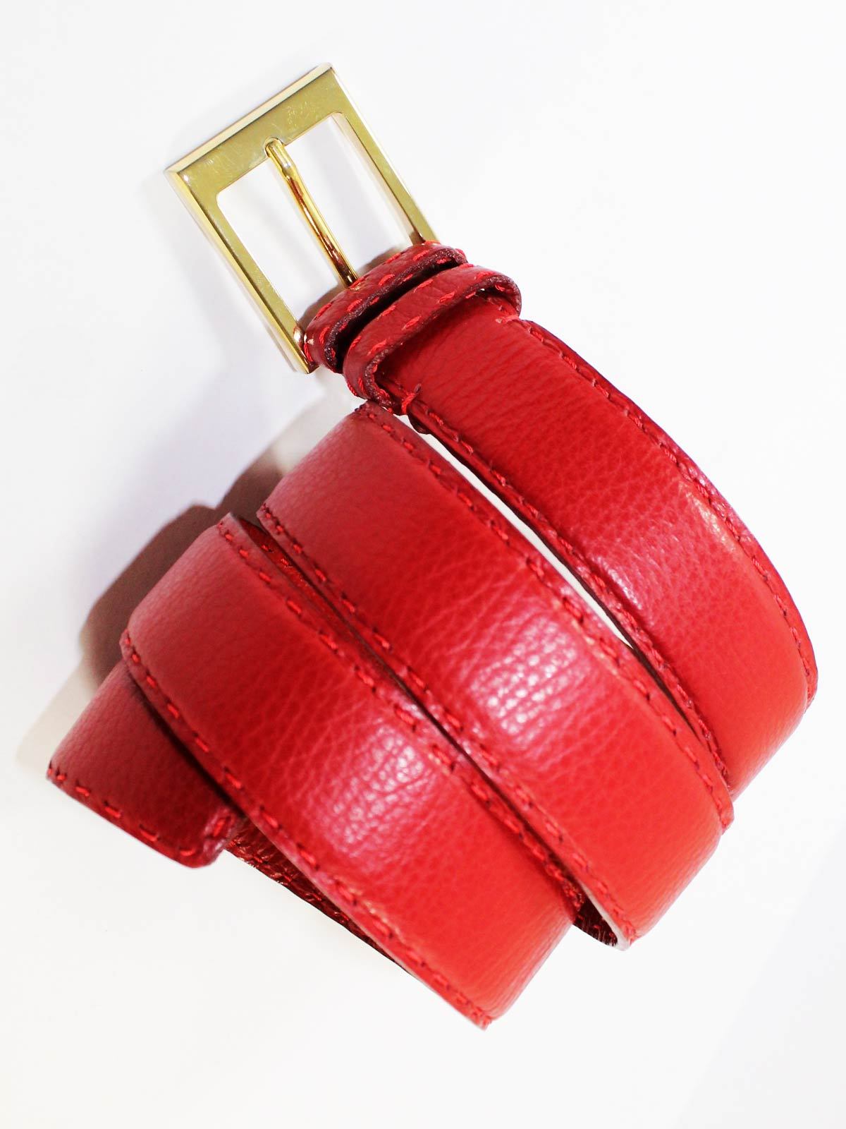 Kiton Leather Belt Cranberry Red 