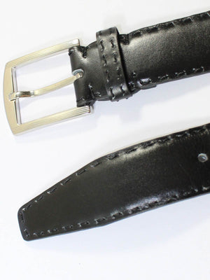 Kiton Belt Solid Black Leather Men Belt