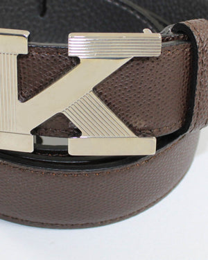 Kiton Belt Brown Grain K Buckle Leather Men Belt 
