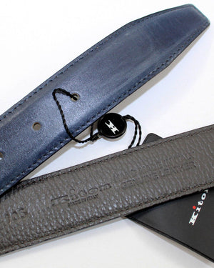 Kiton Leather Belt Dark Blue - Hand Dyed Men Belt 115/ 42