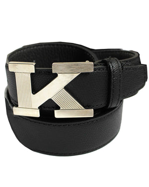 Kiton Belt Dark Brown Grain Leather K Buckle Men Belt 