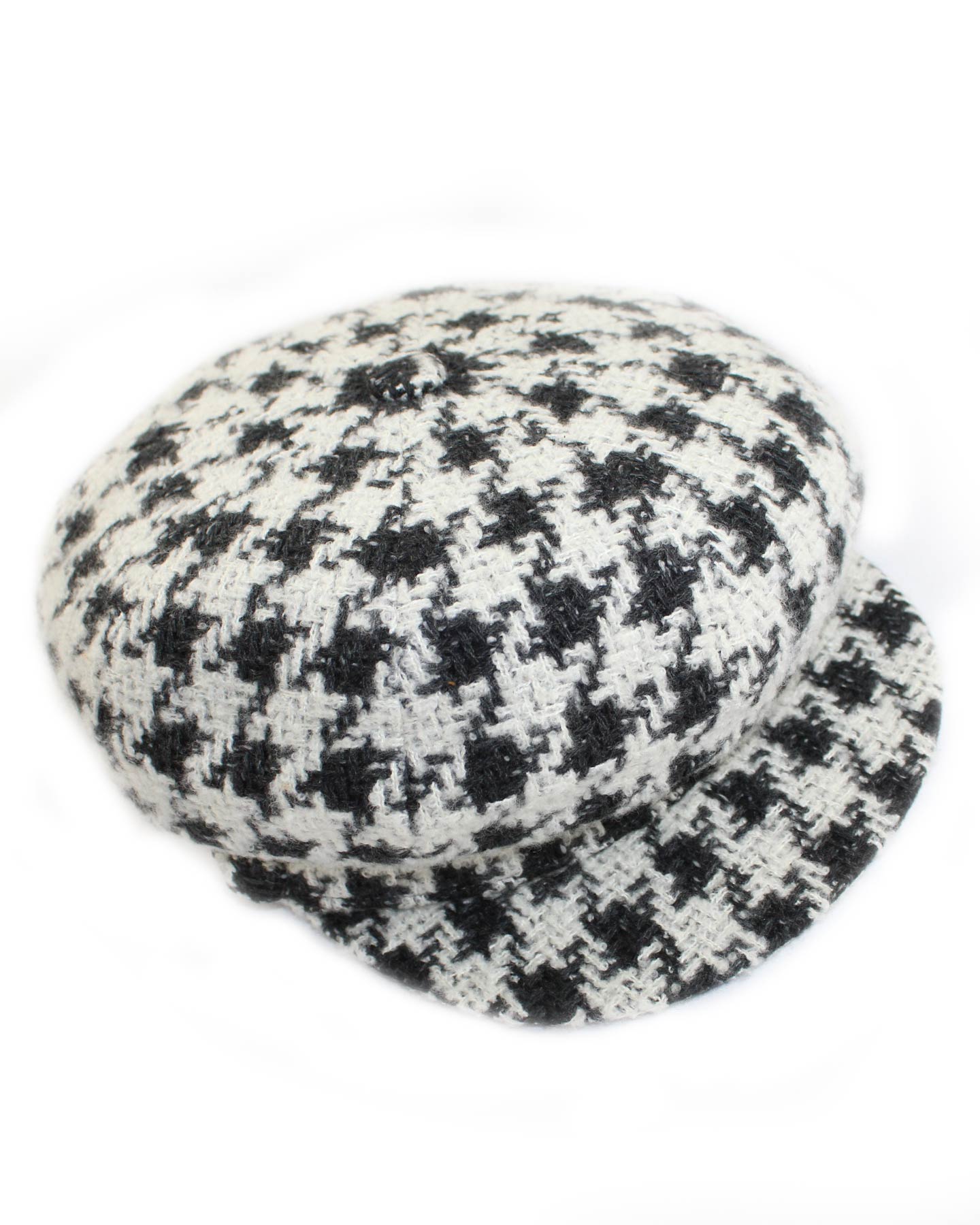 Kiton Soft Cap Cashmere Black White Houndstooth 