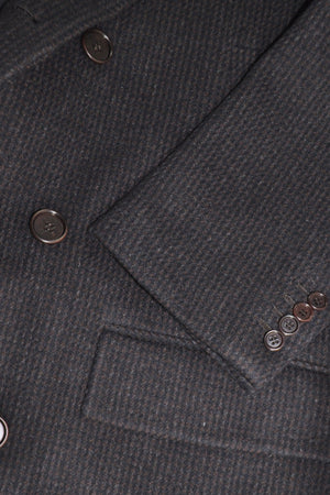 Kiton Wool Coat Brown Black Cipa 1960 Button Cuffs