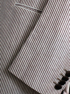 Kiton Blazer Brown White Stripes Wool Linen Dinner Jacket EUR 50/ US40 R REDUCED - SALE