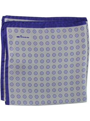 Kiton Pocket Square Gray Purple Geometric
