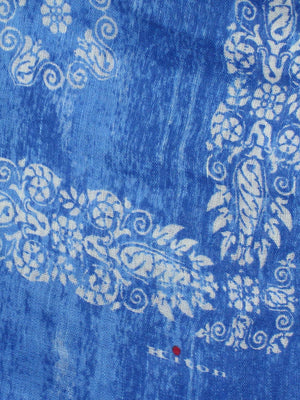 Scarves - Kiton Linen Scarf Royal Blue Floral 