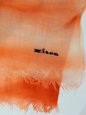 Kiton Cashmere Scarf Orange Tie-Dye Design