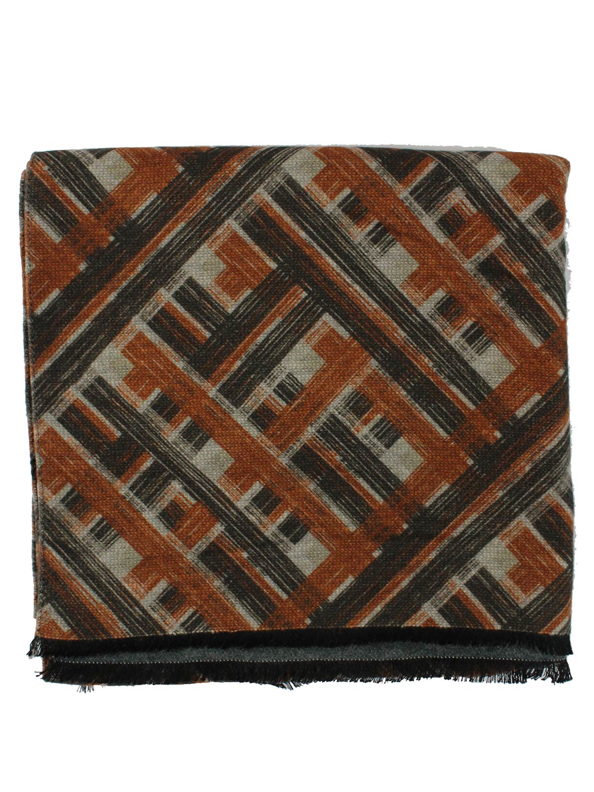 Kiton Scarf Brown Gray Black Design Silk BLACK FRIDAY SALE