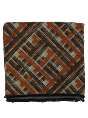Kiton Scarf Brown Gray Black Design Silk SALE
