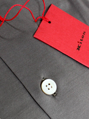 Kiton Shirt Taupe-Gray Button-Down Collar Shirt 41 - 16 REDUCED SALE