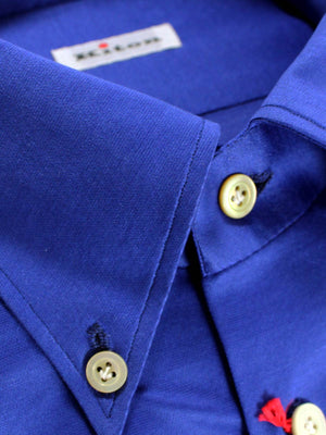 Kiton Dress Shirt Blue Button Down Collar Shirt