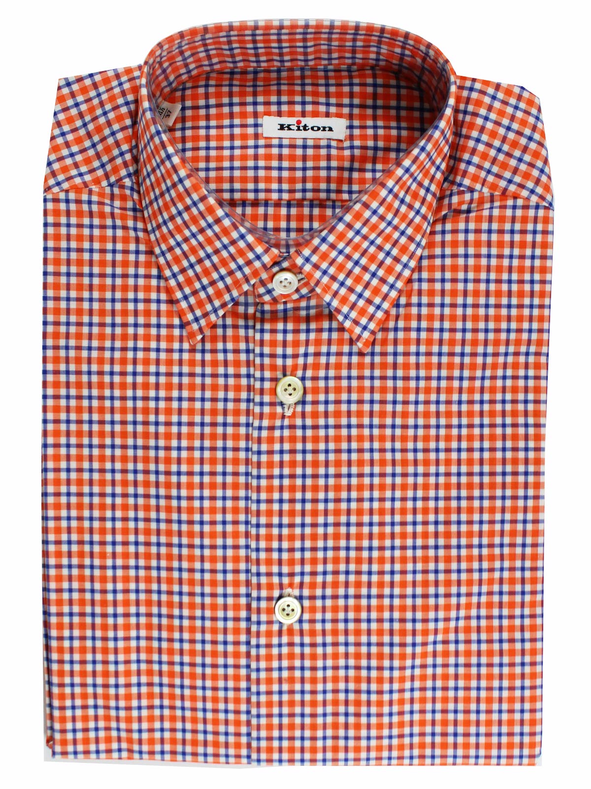 Kiton Short Sleeve Shirt White Orange Royal Blue Check 37 - 14 1/2 SAL - Tie Deals Kiton Short Sleeve Shirt White Orange Royal Blue Check 37 - 14 1/2 SAL - Tie Deals