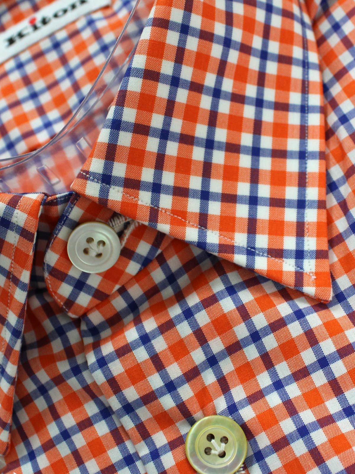 Kiton Short Sleeve Shirt White Orange Royal Blue Check 37 - 14 1/2 SAL - Tie Deals Kiton Short Sleeve Shirt White Orange Royal Blue Check 37 - 14 1/2 SAL - Tie Deals