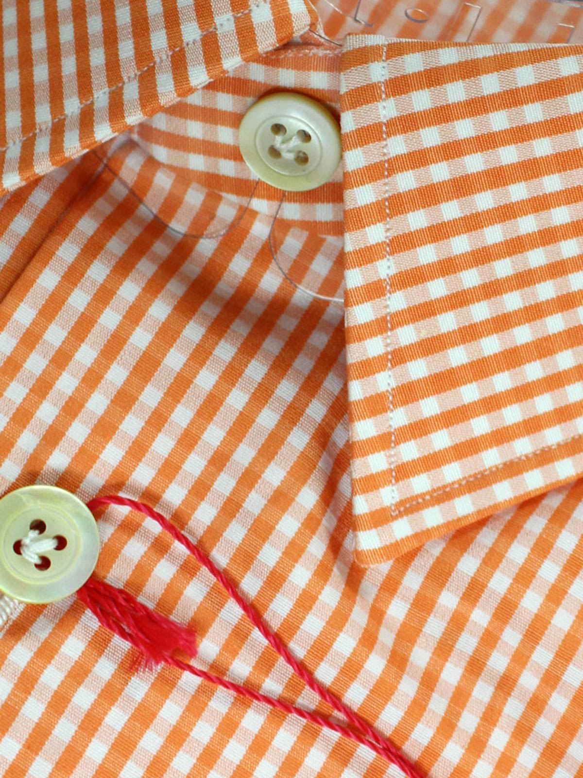 orange check dress shirt IHSH-442-ORA - 9oz Selvedge Flannel Check Work Shirt - Orange