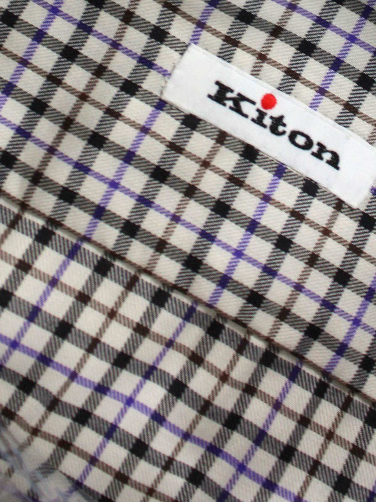 Kiton Dress Shirt White Purple Check
