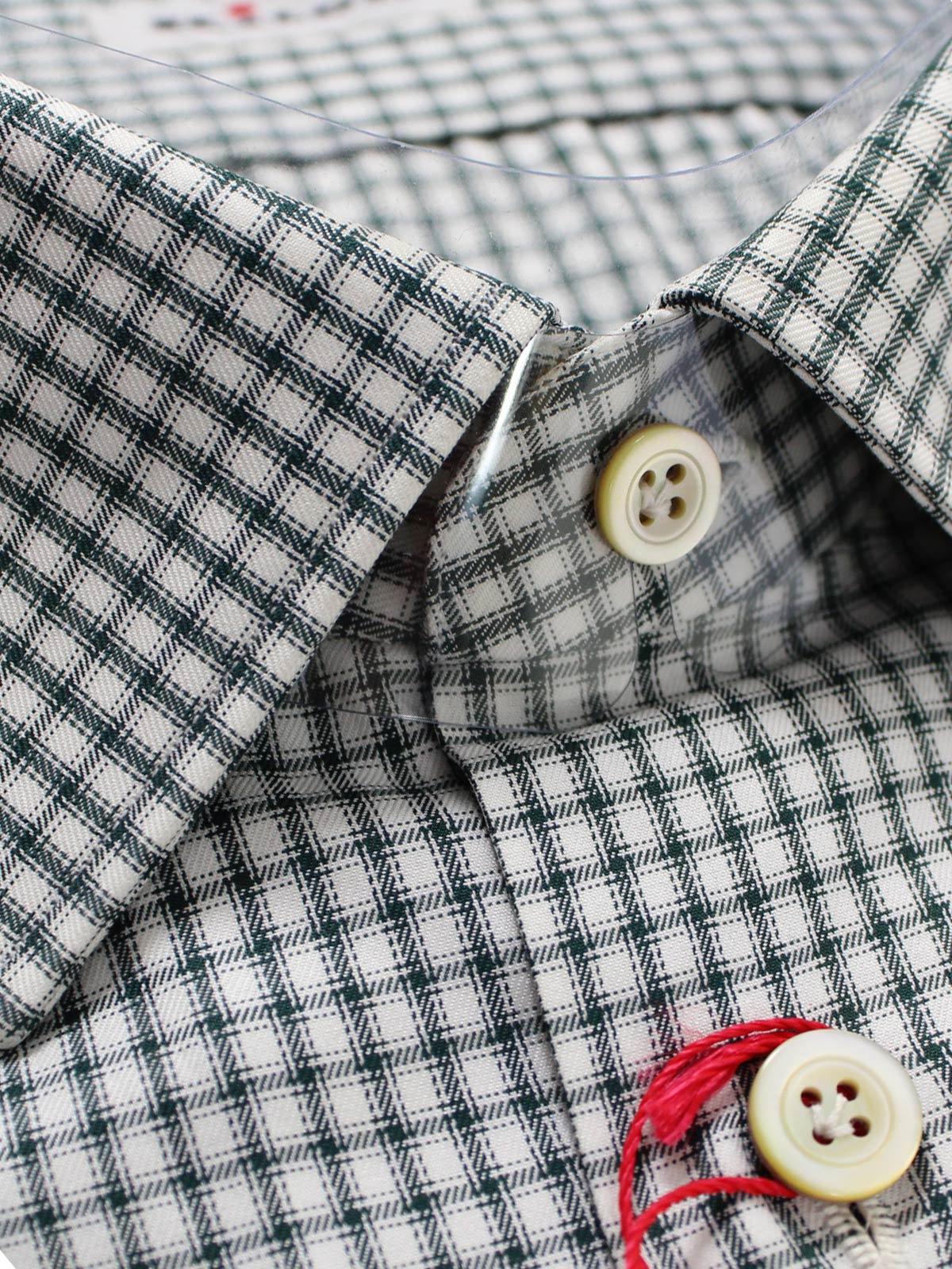 Kiton Dress Shirt White Green Check 36 - 14 SALE Kiton Dress Shirt White Green Check 36 - 14 SALE