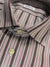 Kiton Shirt Brown Red Stripes 44 - 17 1/2