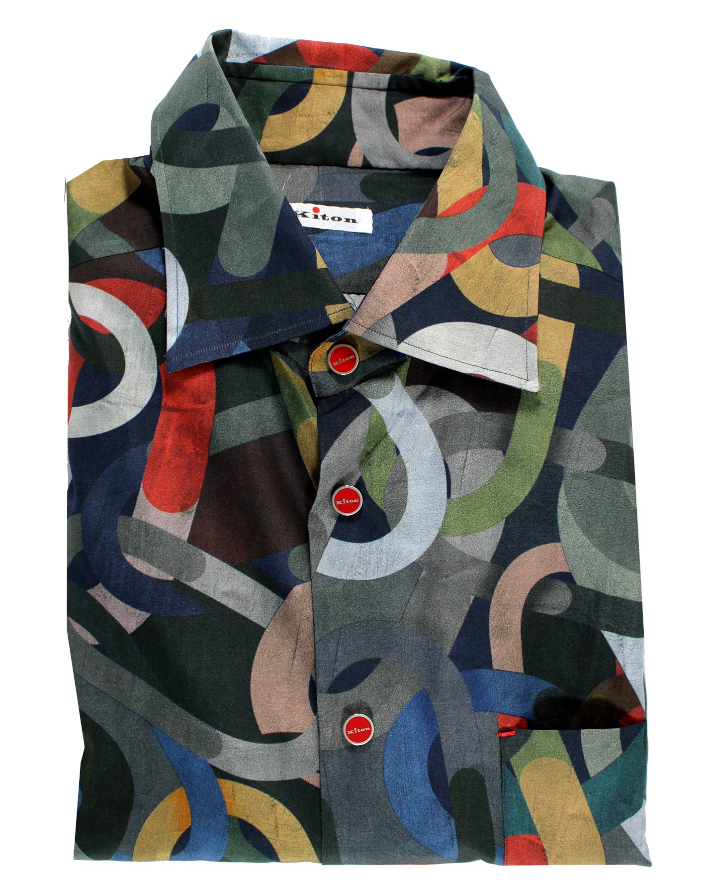 Kiton Sport Shirt Geometric Design 39 - 15 1/2