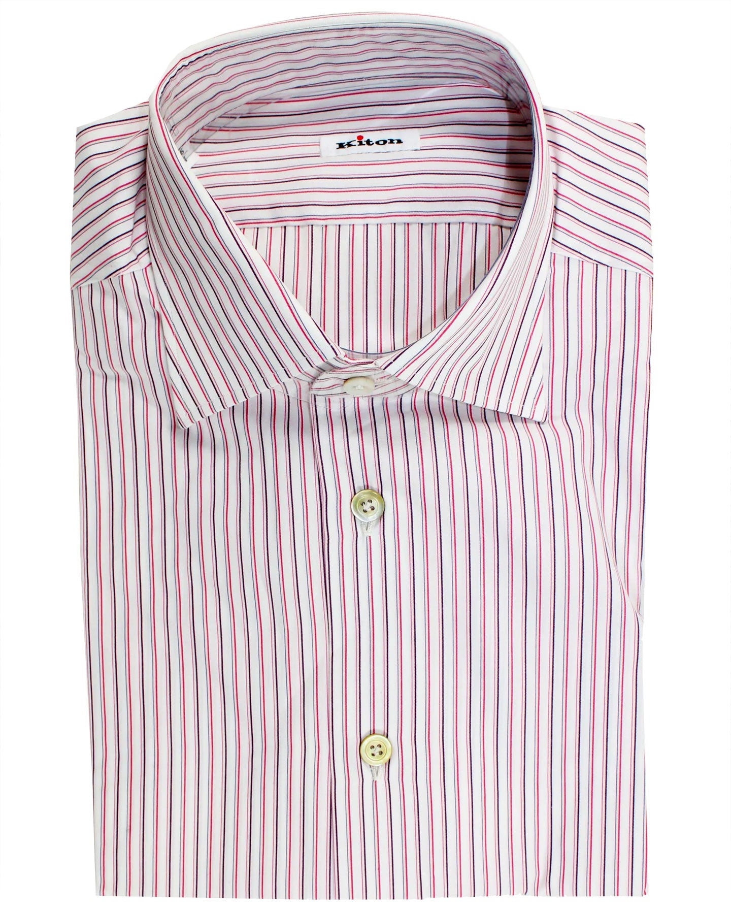 Kiton Dress Shirt White Pink Purple Stripes 42 - 16 1/2 SALE