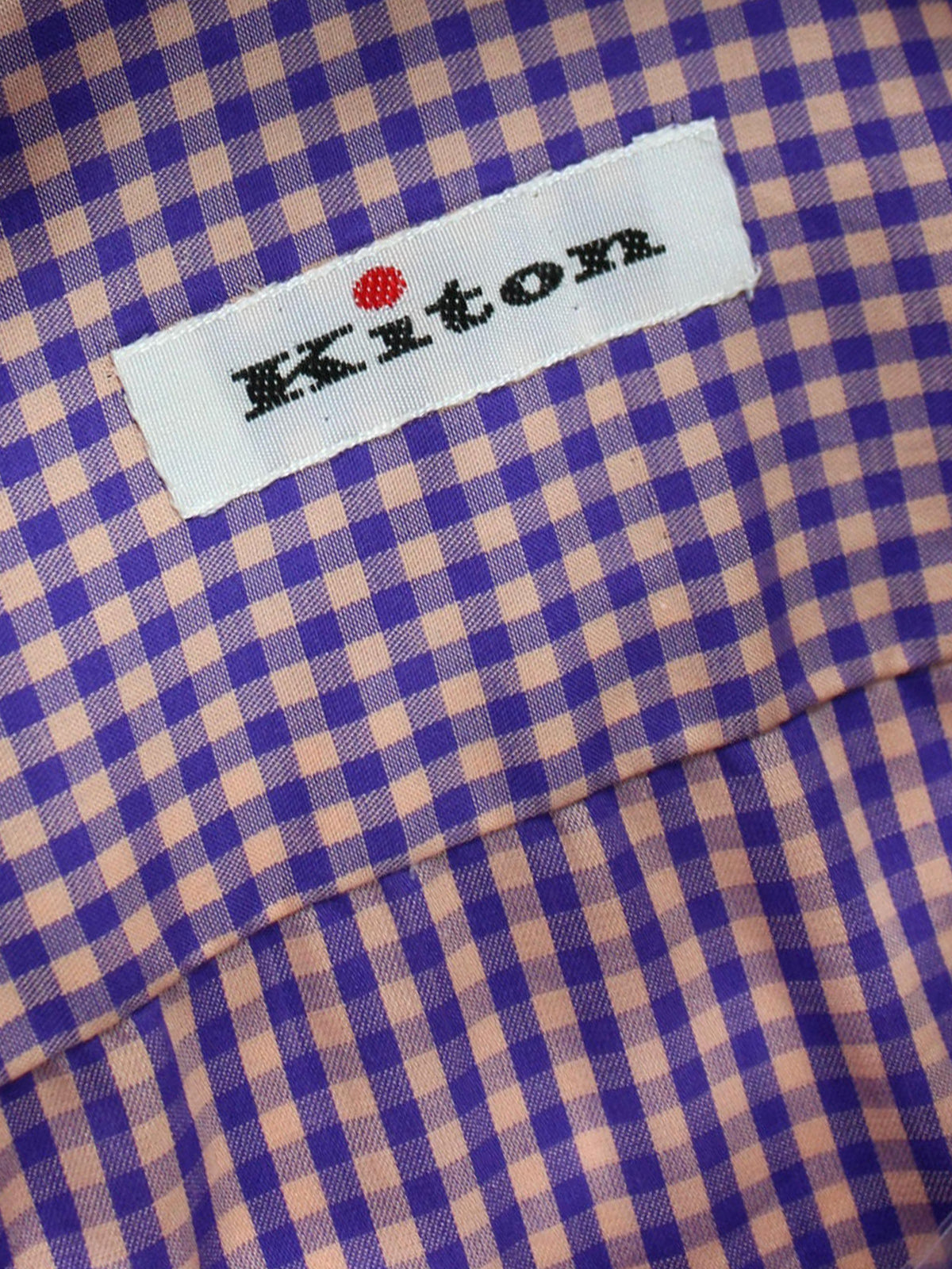 Kiton Short Sleeve Shirt Purple Pink Check 