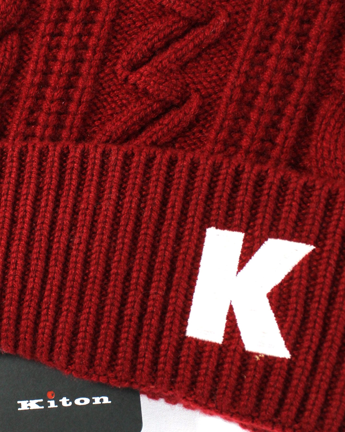 Kiton Soft Knit Cap Cashmere Burgundy Red