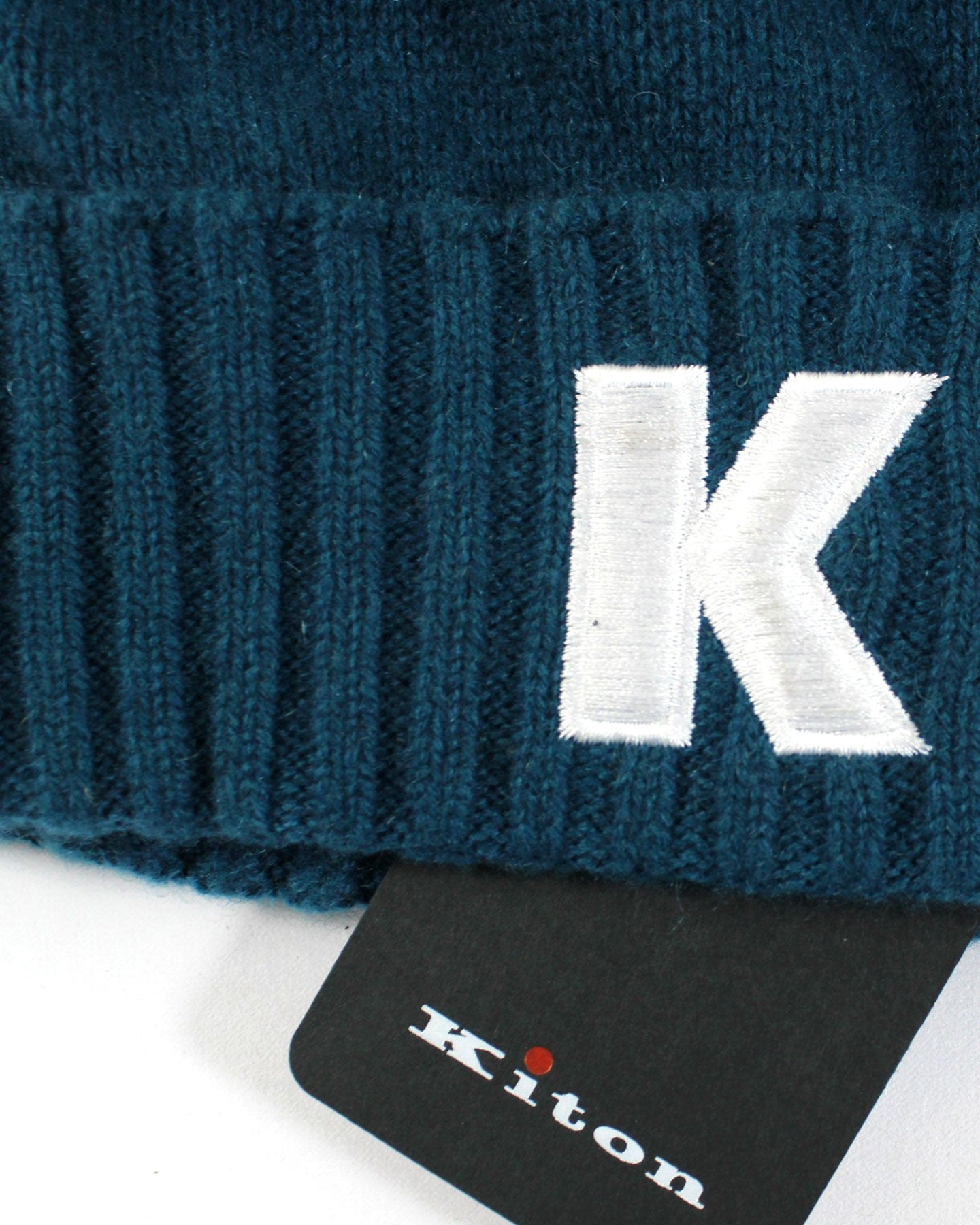 Kiton Soft Knit Cap Cashmere Petrol Blue Solid