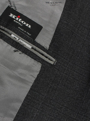 Kiton Men Suit Subtle Gray Plaid Design Wool EUR 54/ US 42