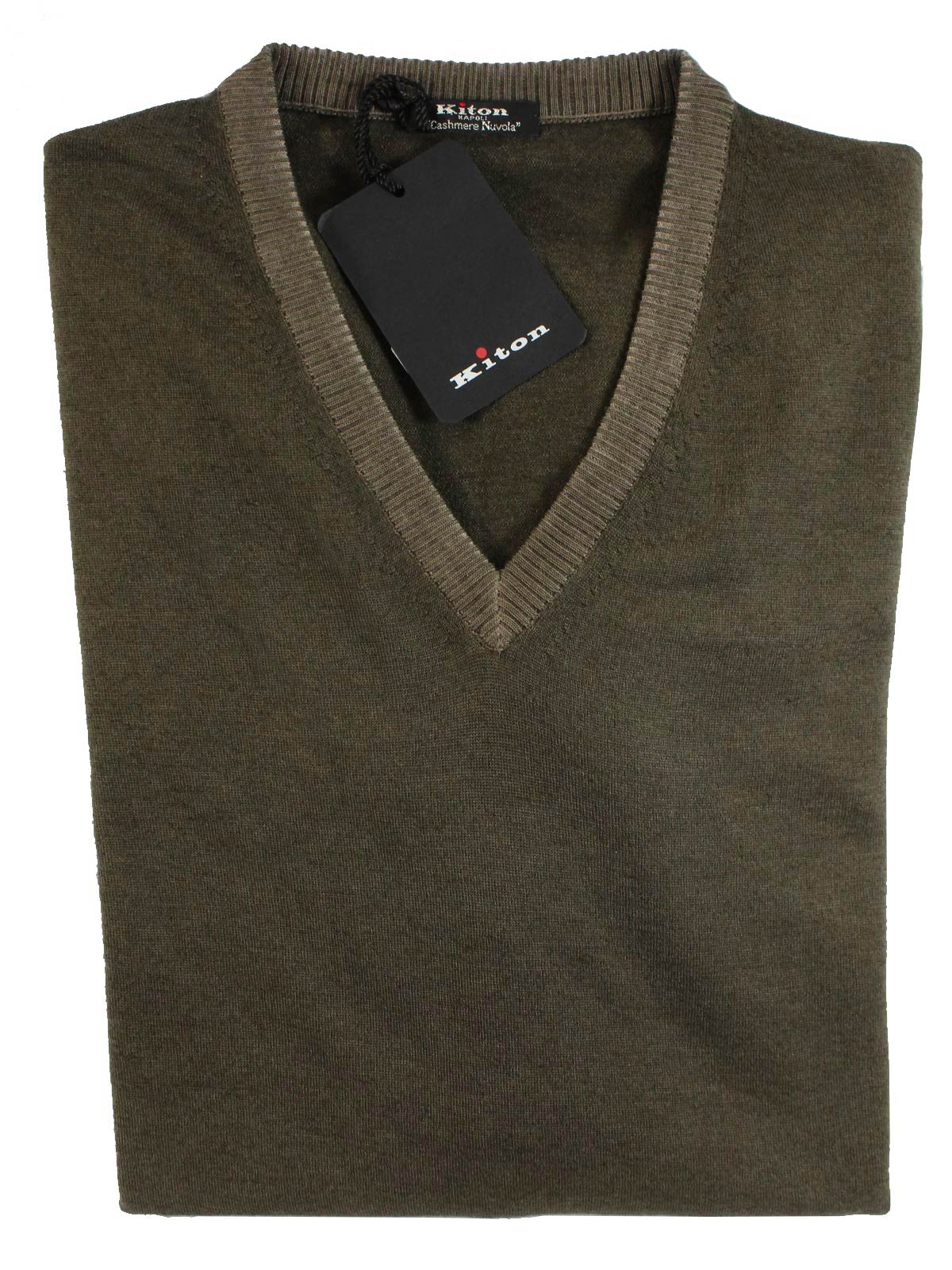 Kiton Cashmere Sweater Taupe V-Neck