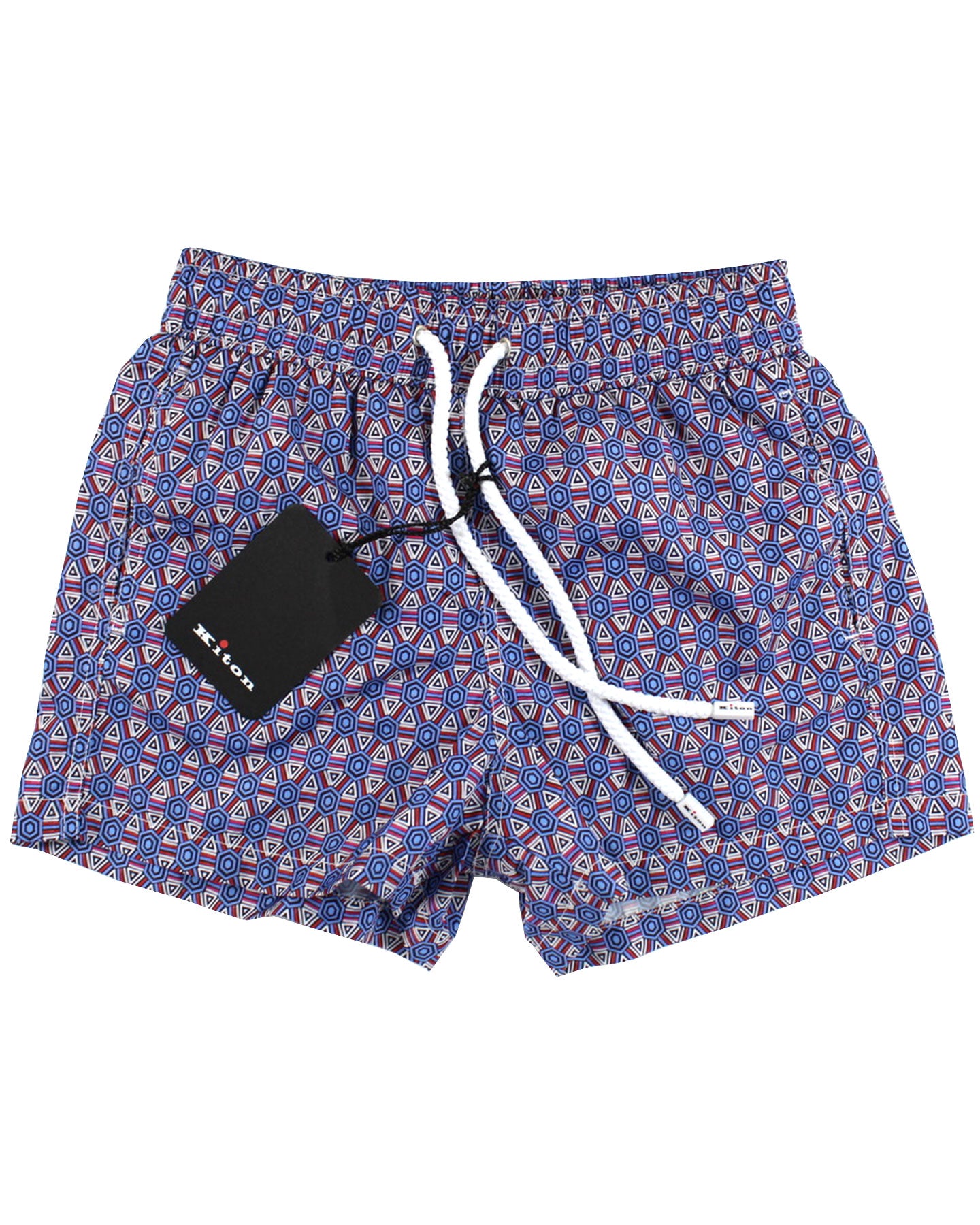 Kiton Youth Swim Shorts 6 Blue Maroon Geometric