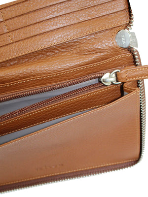 Kiton Men Wallet - Large Brown Grain Leather Zip Wallet FINAL SALE