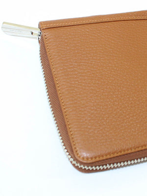 Kiton Brown Grain Leather Zip Wallet