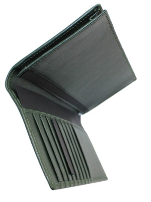 Kiton Dark Green Leather Wallet - Large Men Wallet SALE