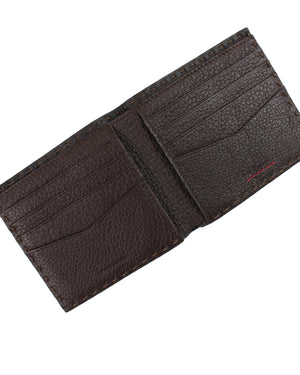 Kiton Wallet Dark Brown Grain Leather