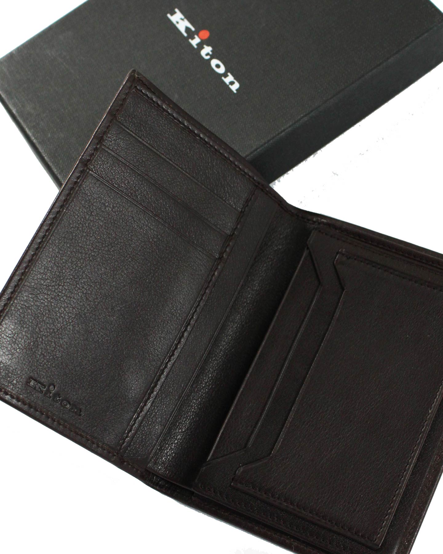 Kiton Wallet - Dark Brown Leather Men Wallet