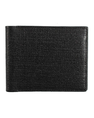Kiton Men Wallet - Black Grain Leather Bifold Wallet