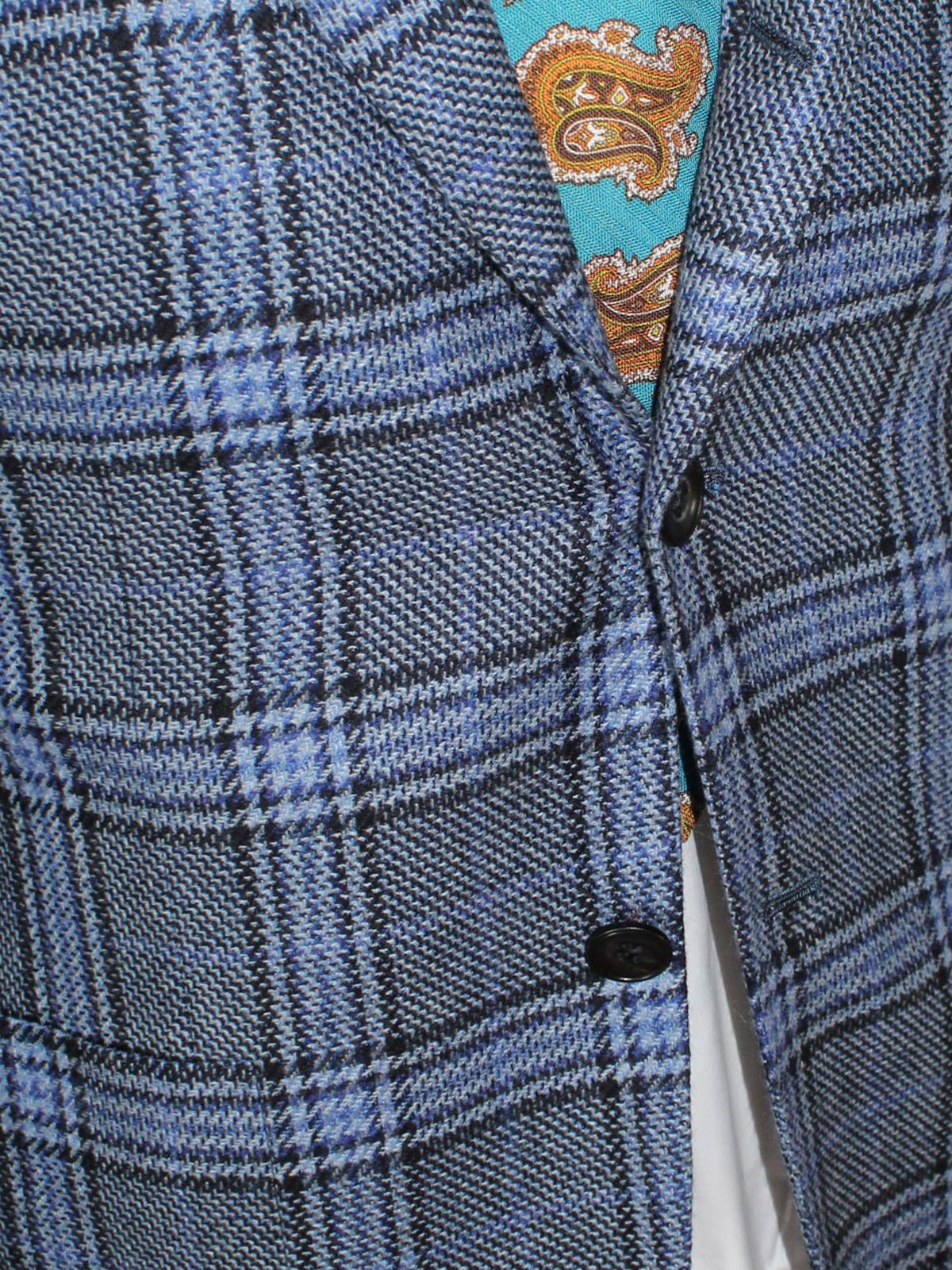 Kiton Cashmere Sport Coat Blue Plaid 
