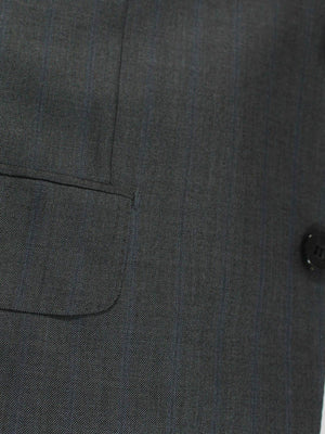 Kiton Suit Dark Gray Periwinkle Blue Stripes Wool Silk EUR 48/ US 38 R SALE
