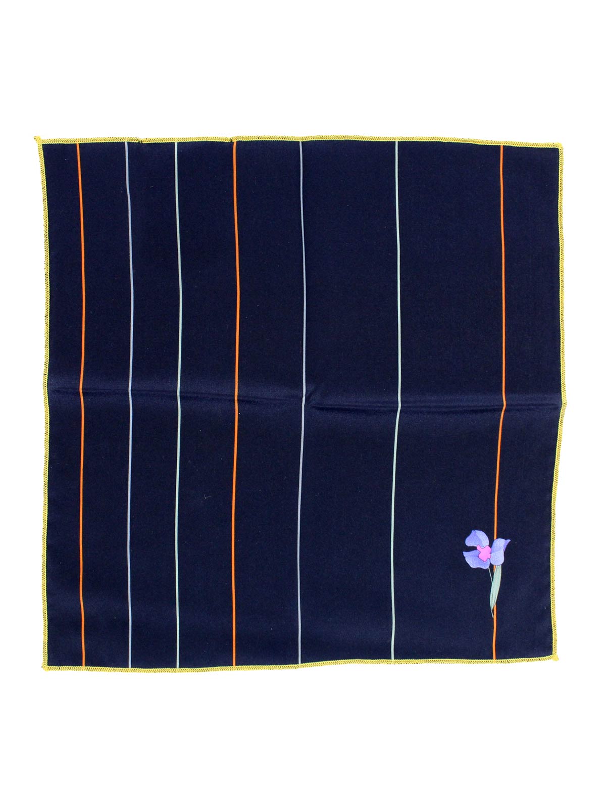 Leonard Paris Pocket Square Stripes & Flower FINAL SALE