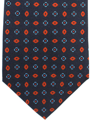 E. Marinella Tie Navy Brown Geometric - Wide Necktie