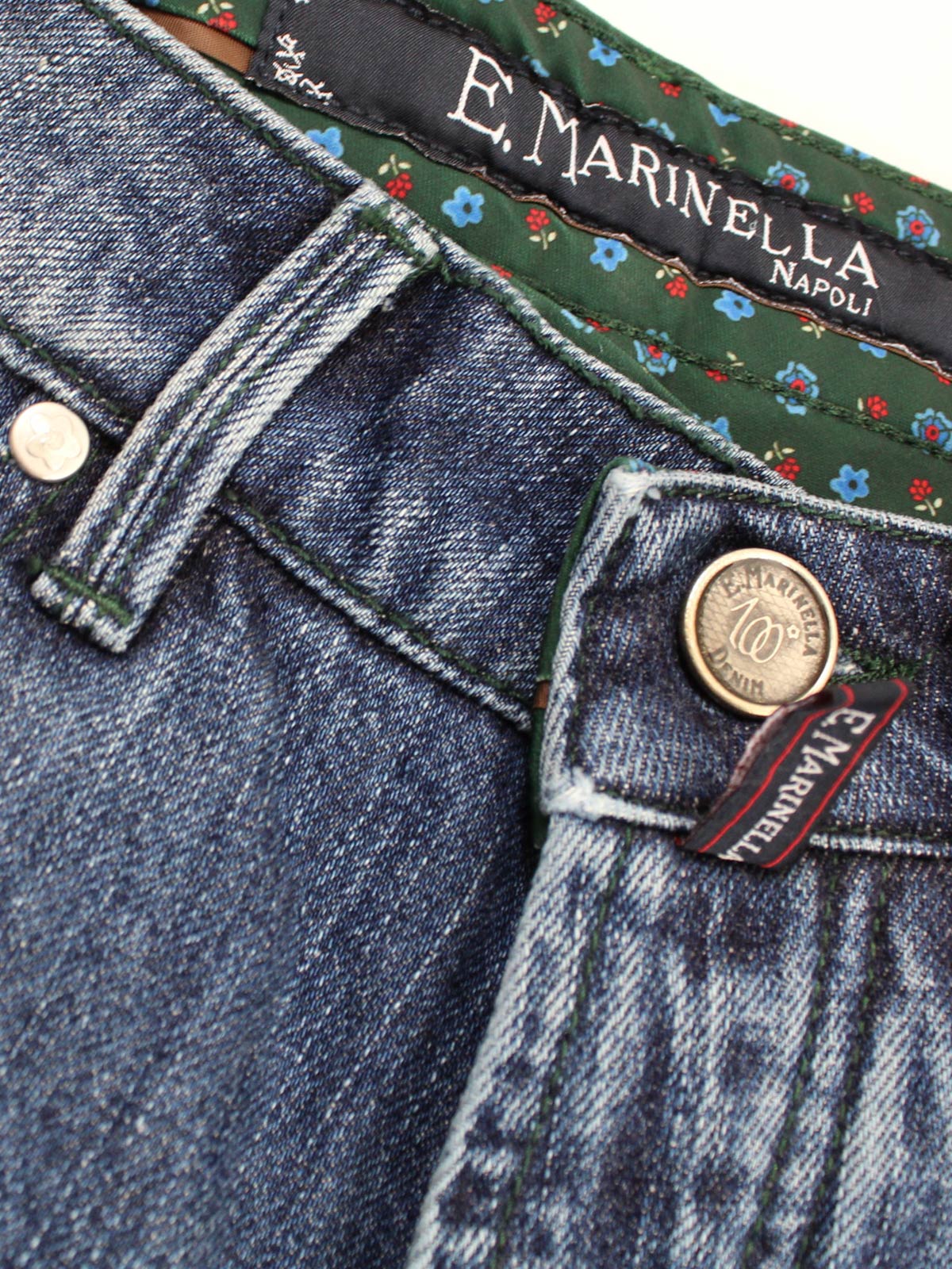 E. Marinella Denim Jeans Vintage Button Fly Slim Fit